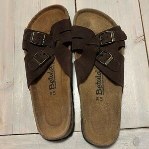 Birkenstock Betula Lugano Brown Suede Leather Sandals Slide Women's Size 8 M N